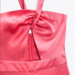 ZARA SATIN EFFECT CUT OUT DETAIL HALTER WIDE LEG JUMPSUIT RED SIZE L NEW Photo 8