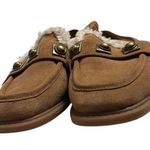 Amanda & Chelsea Chelsea And Violet Slingback Loafer Womens 7.5 Tan Suede Faux Fur Stud Flats Photo 3
