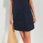 Tuckernuck Womens 100% Cotton Short Sleeve Mini Shirt‎ Dress Navy Large NWT Blue Photo 0