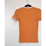 Lacoste Womens Shirt Orange Crew Neck Fantasy Knit Ribbed Slim Fit 34 US Small Photo 6
