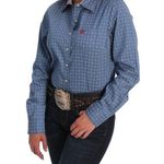 Cinch Women's Blue Medallion Print Collared Button-Down Shirt Size Small Photo 1