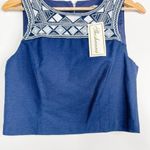 Shoshanna Avril Embroidered Geometric Sleeveless Crop Top Blue Size 6 Photo 72