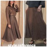 Vintage Robyn Meredith Taupe Tan Rustic Butchers Linen Knit Flutter Skirt, sz. M Brown Size M Photo 3