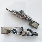 J.Crew  leather snakeskin embossed strap sandals with glitter heels Photo 3