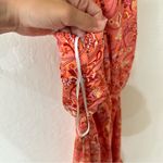 Outerknown  Pink Orange Ruffle Tier High Neck Split Strap Maxi Dress Floral Sz 2 Photo 3