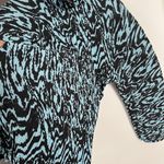 Solace London Blue Latia Animal Print High Neck Plisse Top US 4 Photo 5