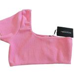 Pretty Little Thing Nwt One Sleeve Crop Bikini Top Sexy Cold Shoulder Blouse Photo 5