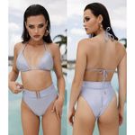 NWT Cioccolato Couture Alina Crystal Bikini Top & Bikini Bottom Set Sky Blue S Photo 1