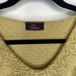 Vintage Ruffled Collar Charms Sweater Short Sleeves Sz ? Large? Holiday Gold Photo 2