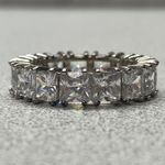 Sterling Silver 925 Princess Cut Sparkling CZ Eternity Wedding Band Ring 10.25 Photo 0