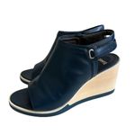 CAMPER Navy Blue Leather Peeptoe Wedges Size 37 Photo 3