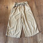 Forever 21  linen blend tan wide leg tie waist pant Photo 1