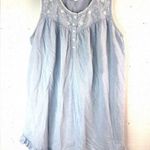 Amanda Stewart Pioneer Woman 1X Beaded Chambray w Crocheted Trim Dress Gown Blue Photo 0