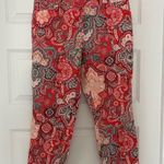 New York And Company Paisley Cropped Pants Red Black White Size 8 Photo 0