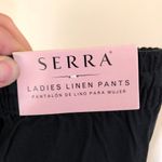 Serra  NWT Women's Black Linen Pants Elastic Waist Drawstring Size S Photo 6