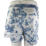 Yozy Blue White Scenic Print Pleated High Rise Mini Wide Leg Casual Shorts Sz L Size L Photo 1
