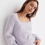Madewell Wool Blend Lilac Ribbed Melwood Squareneck Sweater - Size - Small Photo 0