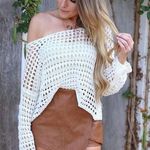 Hazel and Olive White Crochet Sweater Photo 0