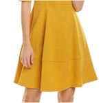 London Times  Dress Womens Size 4 Mustard Yellow Textured Fit Flare Short Sleeve Photo 2