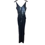 Dress the Population  Sam Sequin Jumpsuit Navy Night Sky Size XS Sleeveless Zip Photo 4