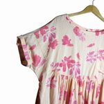 Free People We The Free Moon City Floral Linen Top Peach Pink Ruffle Hem Boho S Oversized Photo 7