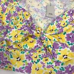 River Island floral Puffed Sleeve tie front crop top Yellow and Purple size 14 Photo 5