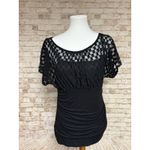 BCX Black Lace Top Xl Sheer Rouched Whimsigoth Gothic Fairy Grunge Vamp Photo 1