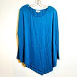 Umgee Stretch Tunic Blouse Women's Size Small Blue Asymetrical Hem Long Sleeve Photo 1