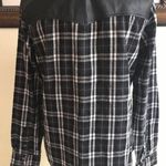 Current/Elliott  Plaid shirt with Leather Photo 5