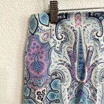 Talbots  Womens Skirt Blue Pink Paisley Pencil Side Zip Lined Size 14 Petite Photo 5