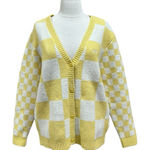 Vans  Checkerboard Oversized Cardigan in Yellow and White Size Small Photo 0