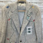 Vintage Handmade One Of A Kind Christmas Womens XXL Coat Hand Painted Wool Teddy Gray Size 2X Photo 7