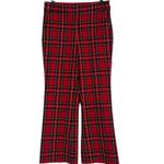 J.Crew Kelsey Mid Rise Flare Plaid Trouser Pant Stretch Pockets 0 Red #4125 Photo 1
