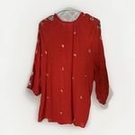 Fig and Flower Floral Embroidered Button Up Shirt 2X Orange Fall L/S Holiday Size undefined Photo 1