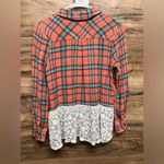 Matilda Jane  Noble Button Down Plaid Coral Lace Cottagecore Tunic Top small Photo 2