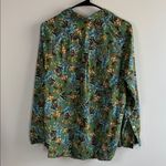 Loft  size medium green floral print long-sleeve button-down shirt Photo 6
