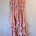 Avec Les Filles  Pink Ruffed Tiered Maxi Dress Womens 10 Romantic Coquette Fairy Photo 3