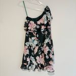 Eliza J Eliza J Floral One Shoulder Ruffle Chiffon Dress green pink size 2 Photo 2