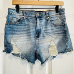 Kendall & Kylie The Icon Short Distressed Denim Blue Cut Off Jeans Size 11/30 Photo 0