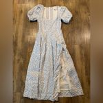 Reformation  Coucou Linen Dress in Hanna Blue White Floral Size 6 100% Linen Photo 2
