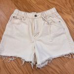 BDG Urban Outfitters Womens Ivory Drawstring Jean Shorts S-S Distressed Hem Photo 0