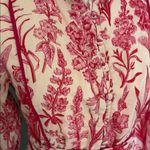 Victoria Dunn Wild Flower Pink Cream Cotton Tie Shirt Dress Dress Size XS Photo 1
