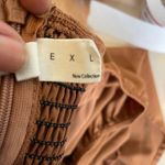 Exlaura Women's Brown Square Neck Puff Sleeve Midi Dress Smocked Back Zip Up XXL Photo 8