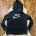 Nike Tech Funnel Neck Hooded Sweatshirt Silver Printed Logo Womens Small Photo 0