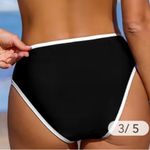 Cupshe  Black White Trim High Rise Bikini Swim Bottoms Size L Photo 1