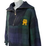 Tommy Hilfiger  Blue Green Plaid Tartan Yellow Logo Quarter Zip Sweater size L Photo 10