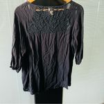 Faded Glory  Black Flowing Women’s Long Sleeve Blouse Photo 3