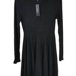 Lulus  Fit and Fair Black Ribbed Knit Long Sleeve Skater Dress XS NWT Photo 3