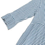 Ces Femme Women's M Blue Striped Seersucker Shirt, Ruffle 3/4 Sleeve Casual Size M Photo 5
