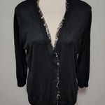 Ny&co black vneck chiffon trim ¾ sleeve catdigan size xl Photo 0